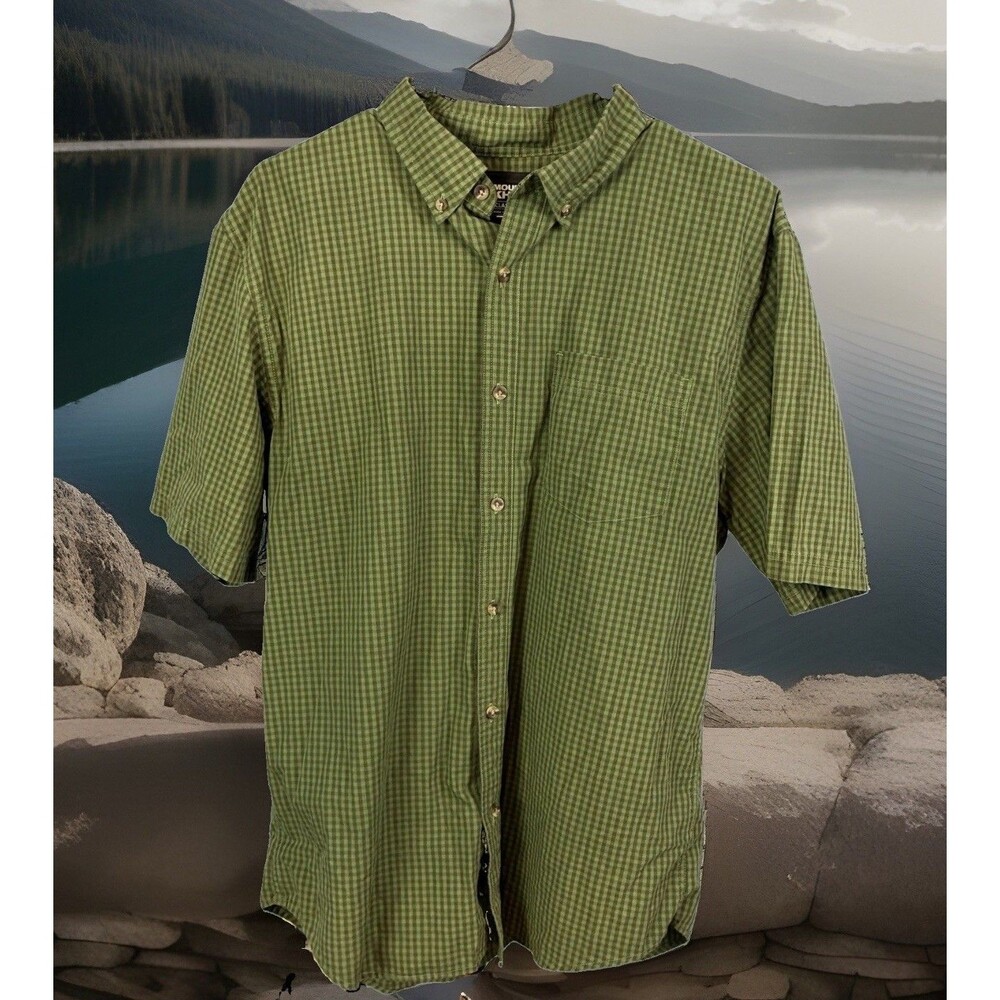 Mountain Khakis Green Plaid Short Sleeve Button Up Cotton Shirt Size Large